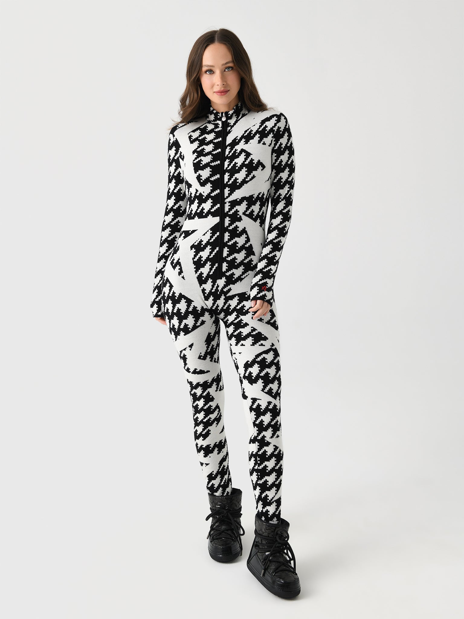 Perfect Moment Women's Houndstooth Star Merino Wool Jumpsuit - Saint Bernard