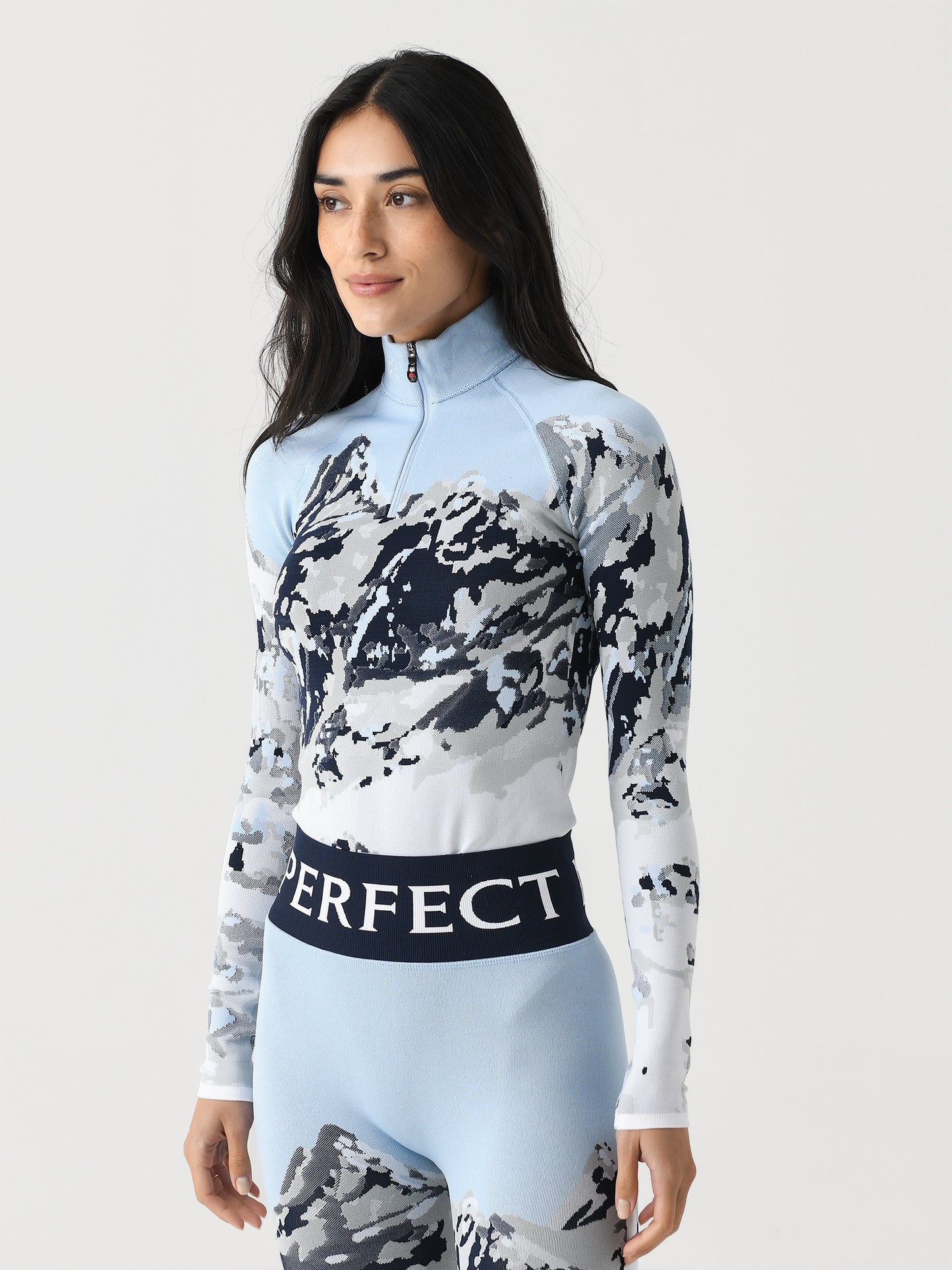 Perfect Moment Women's Jacquard Quarter-Zip Base Layer Top - Saint Bernard