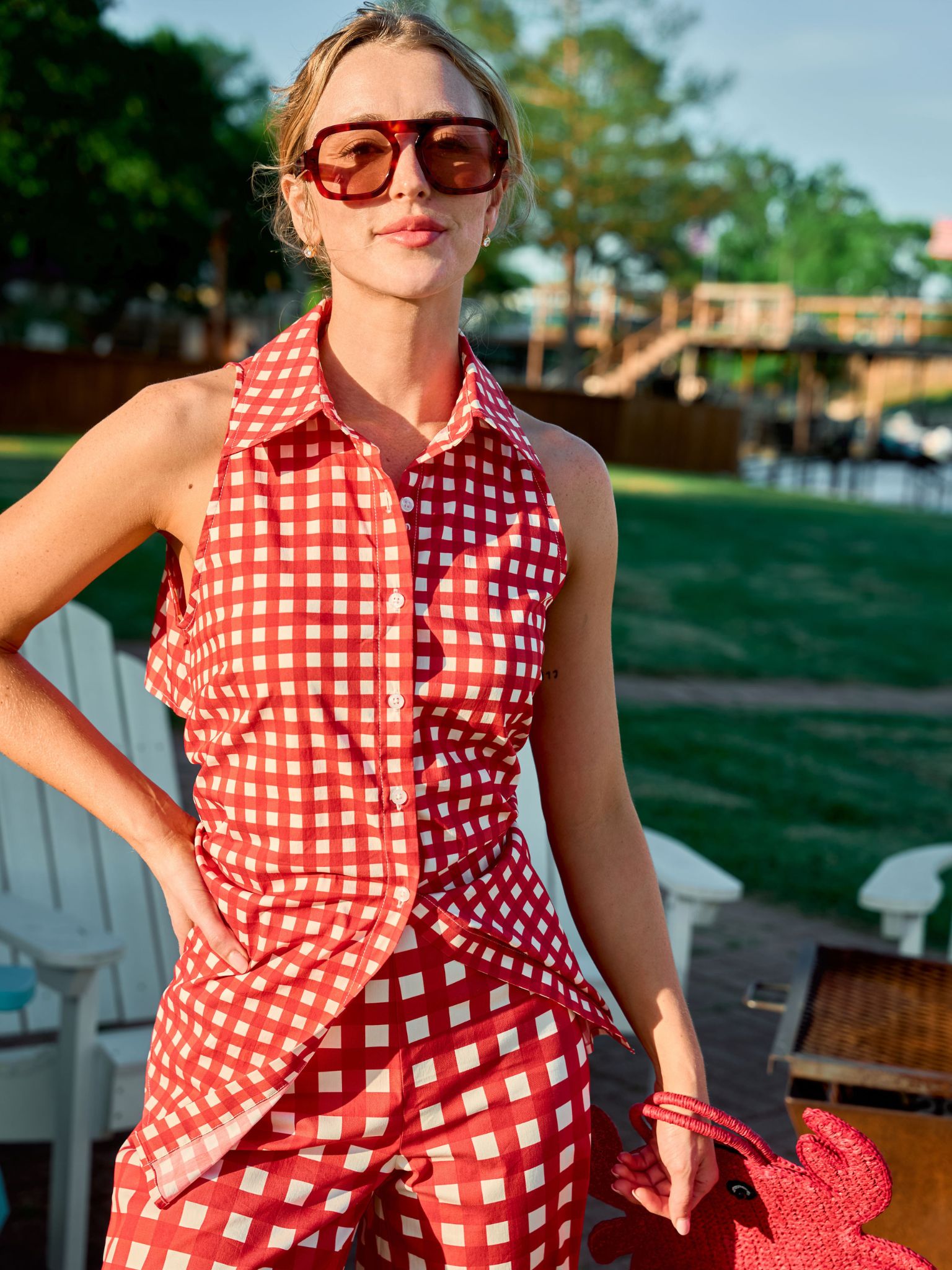 Simon Miller Women's Loch Sleeveless Poplin Button Up Top - Saint Bernard