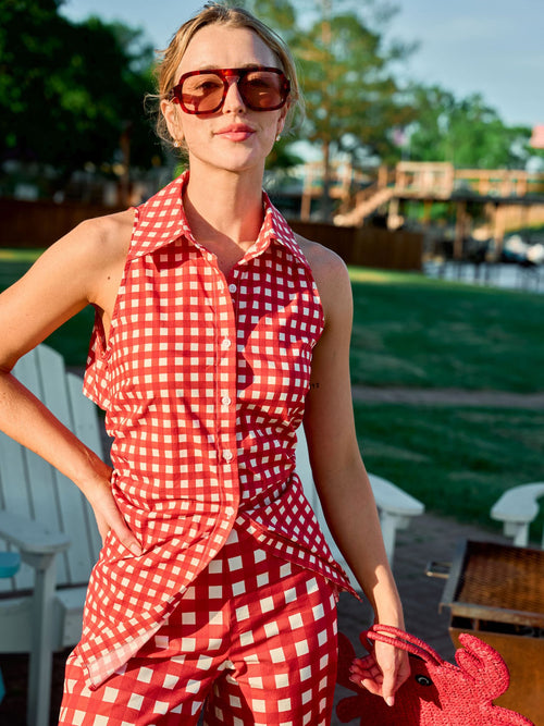 Simon Miller Women's Loch Sleeveless Poplin Button Up Top