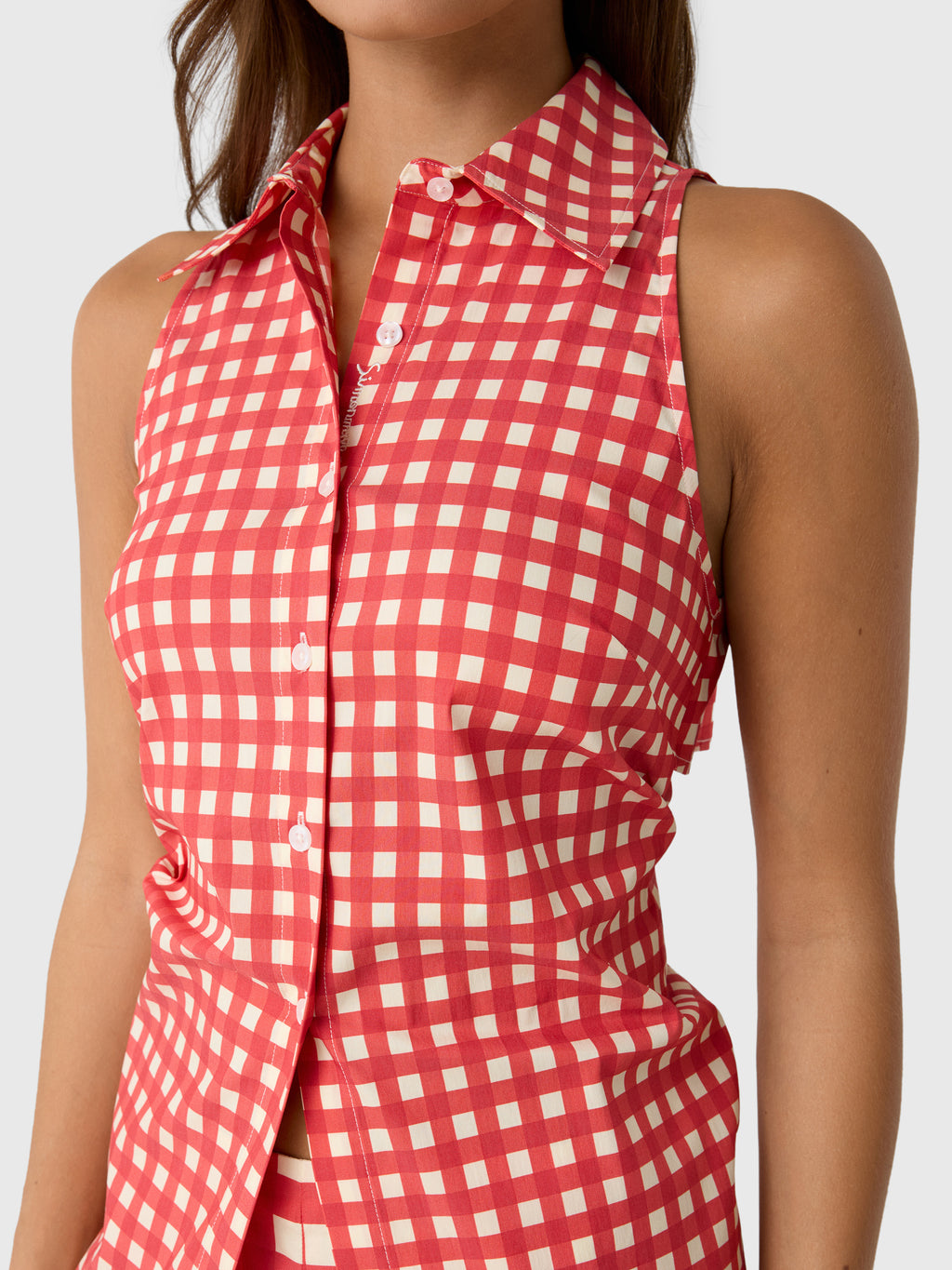 Simon Miller Women's Loch Sleeveless Poplin Button Up Top - Saint Bernard