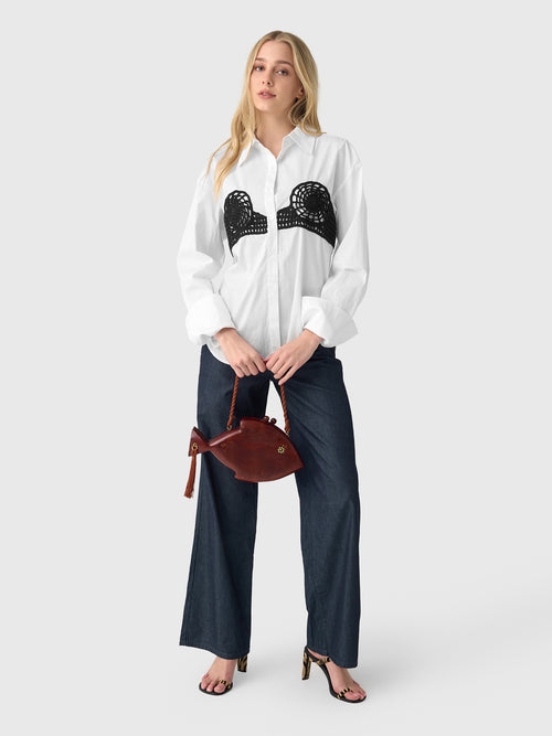 Simon Miller Women's Maren Poplin Crochet Button-Down Shirt