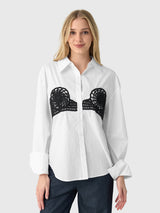 Simon Miller Women's Maren Poplin Crochet Button-Down Shirt - Saint Bernard