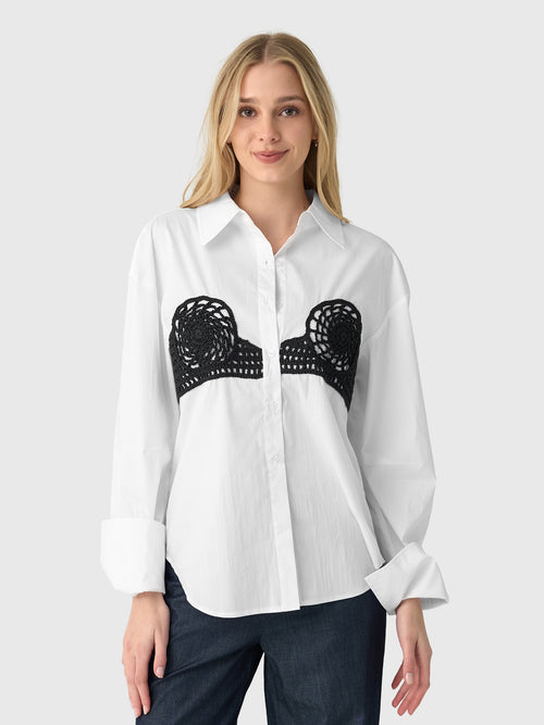 Simon Miller Women's Maren Poplin Crochet Button-Down Shirt