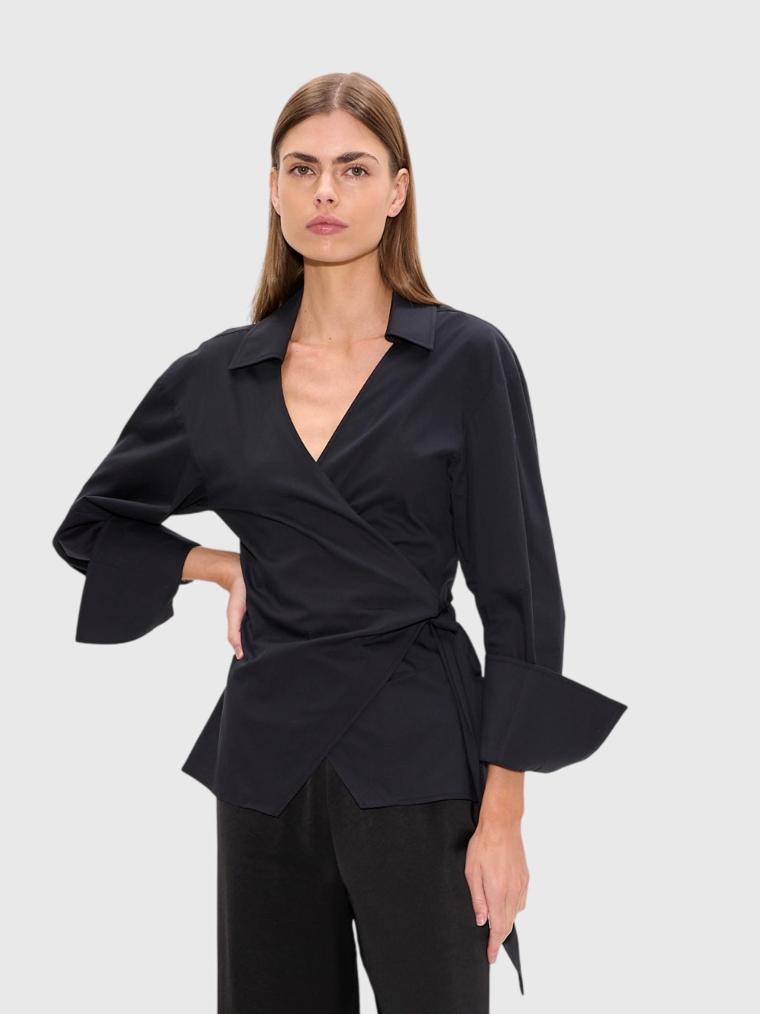 Simon Miller Women's Anya Poplin Wrap Top - Saint Bernard