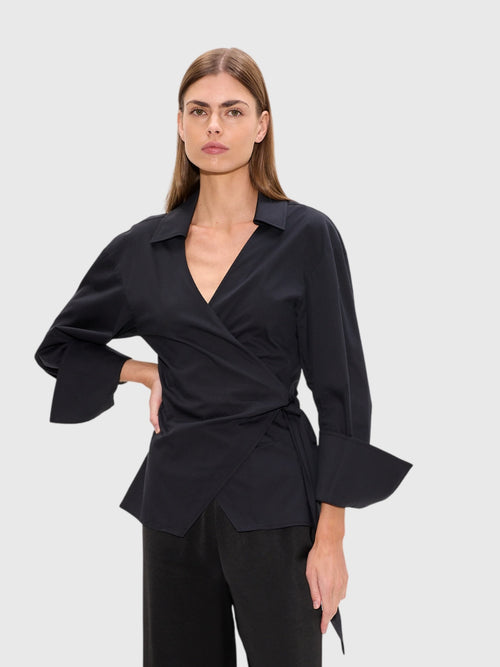 Simon Miller Women's Anya Poplin Wrap Top