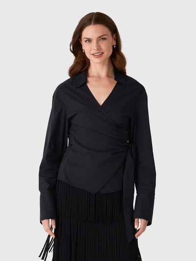 Simon Miller Women's Anya Poplin Wrap Top - Saint Bernard