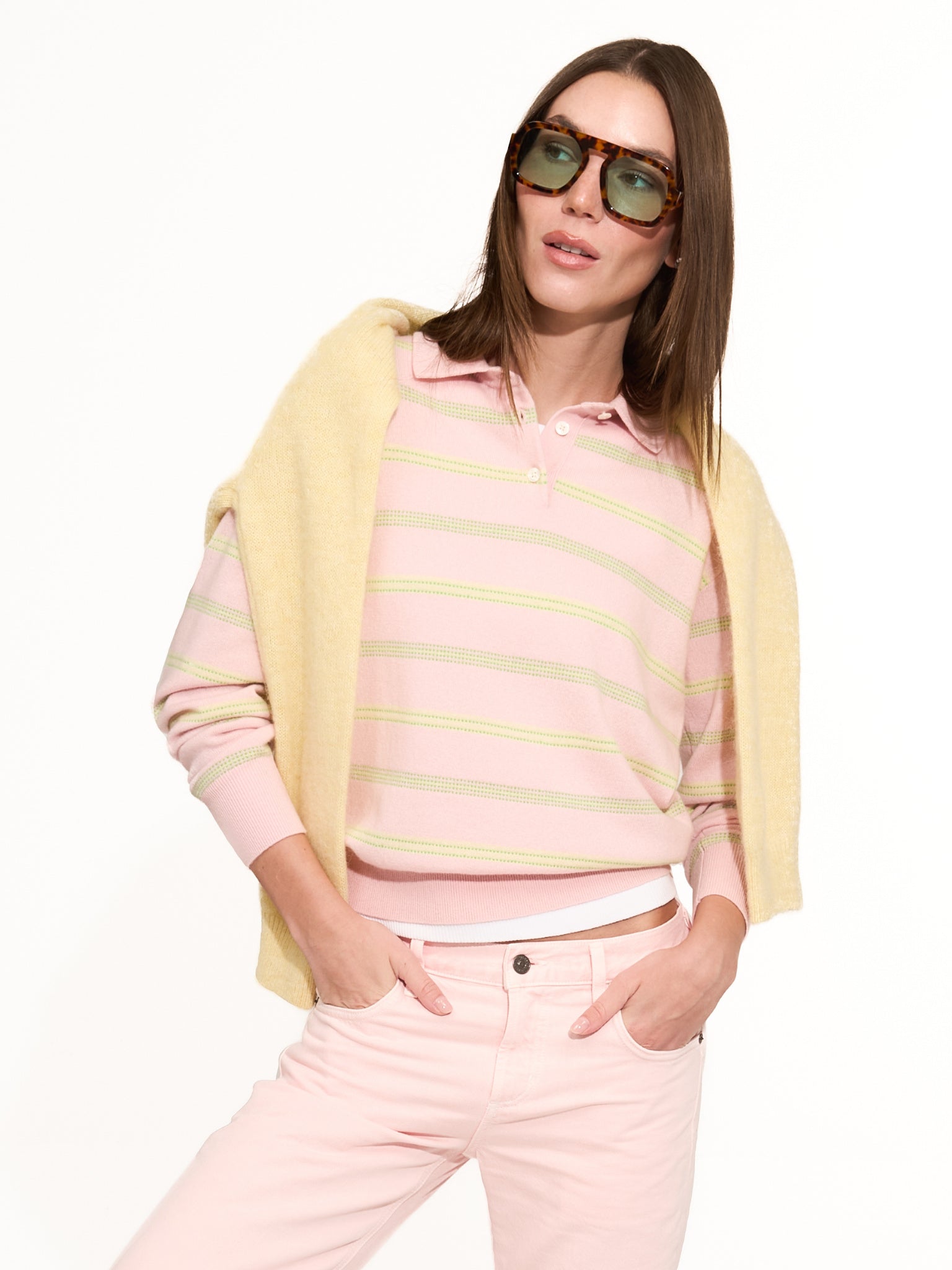 Guest In Residence Women's Collegiate Stripe Polo - Saint Bernard