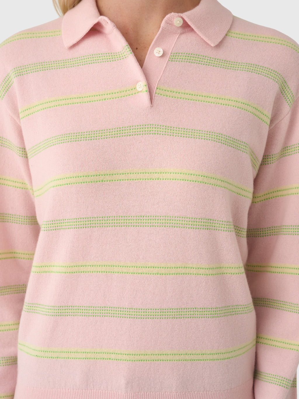 Guest In Residence Women's Collegiate Stripe Polo - Saint Bernard