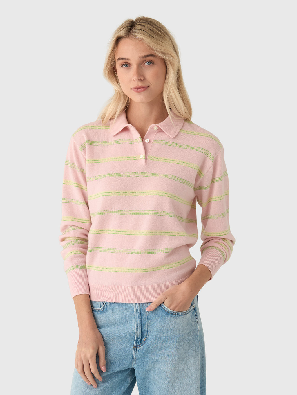Guest In Residence Women's Collegiate Stripe Polo - Saint Bernard