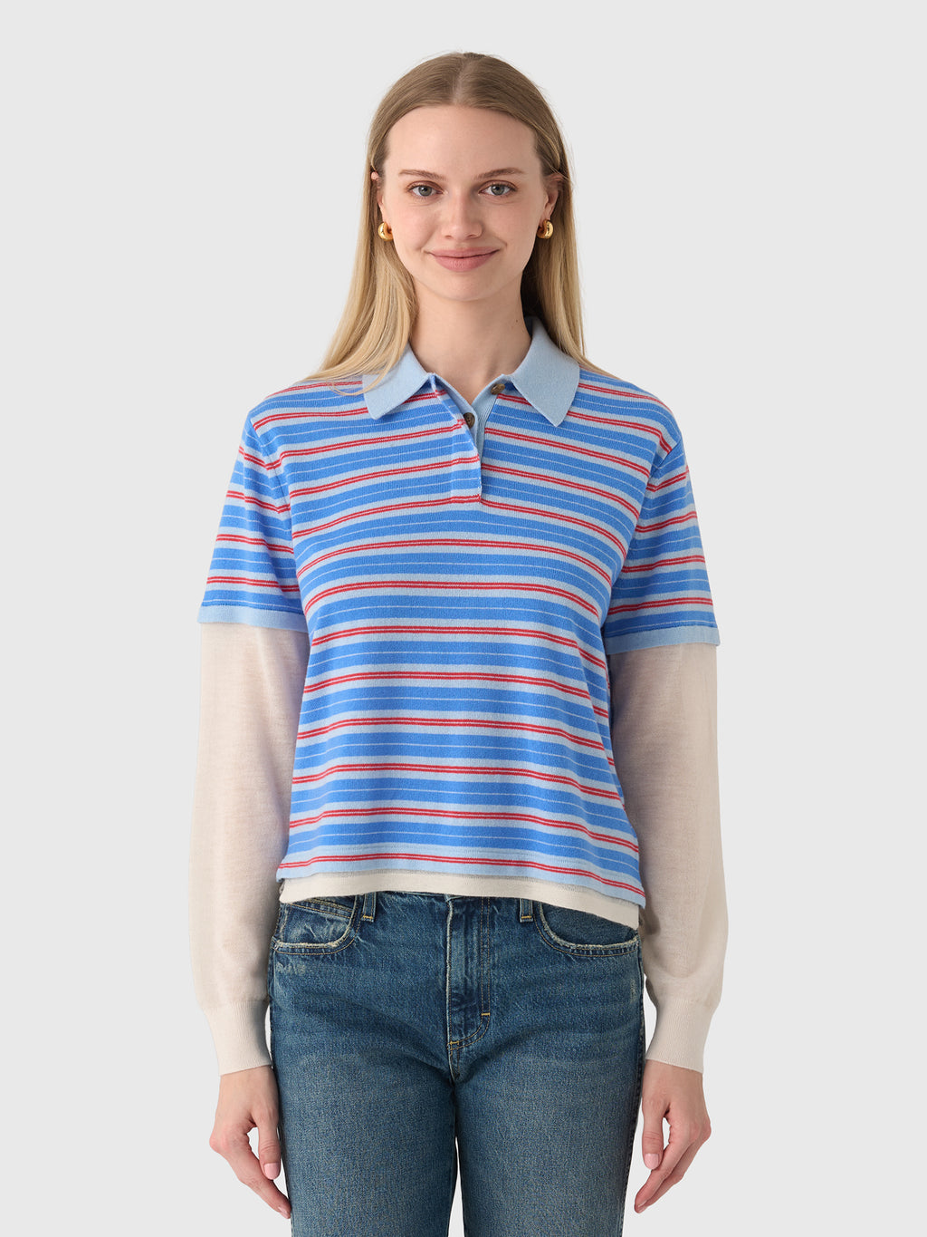 Guest In Residence Women's Layered Stripe Rugby Sweater - Saint Bernard