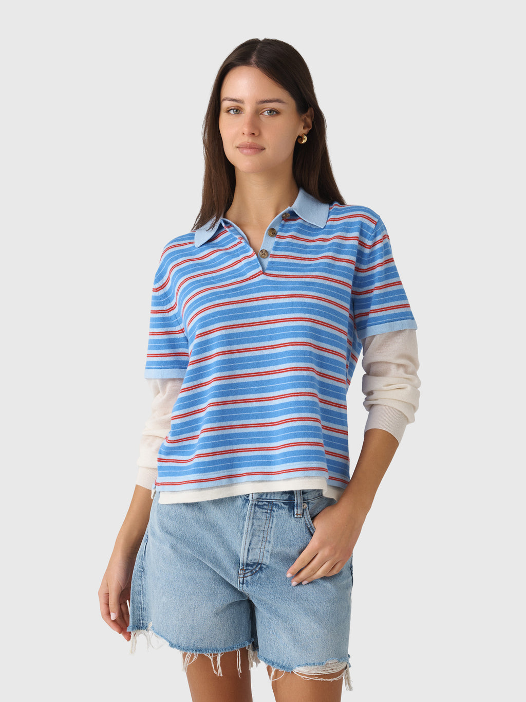 Guest In Residence Women's Layered Stripe Rugby Sweater - Saint Bernard