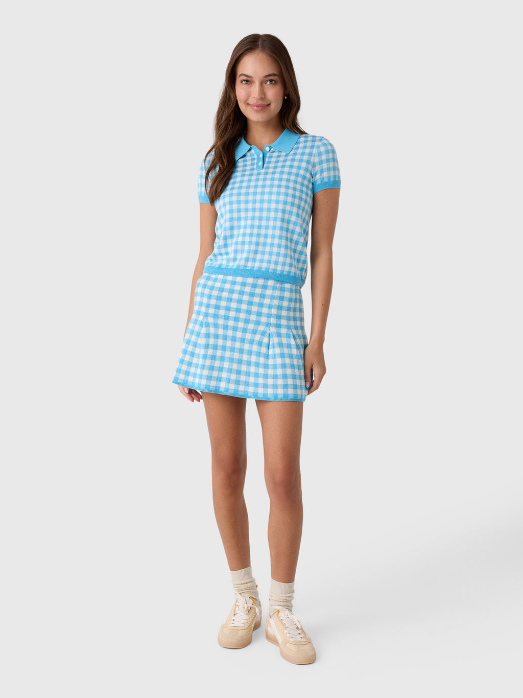 Guest In Residence Women's Gingham Shrunken Polo - Saint Bernard
