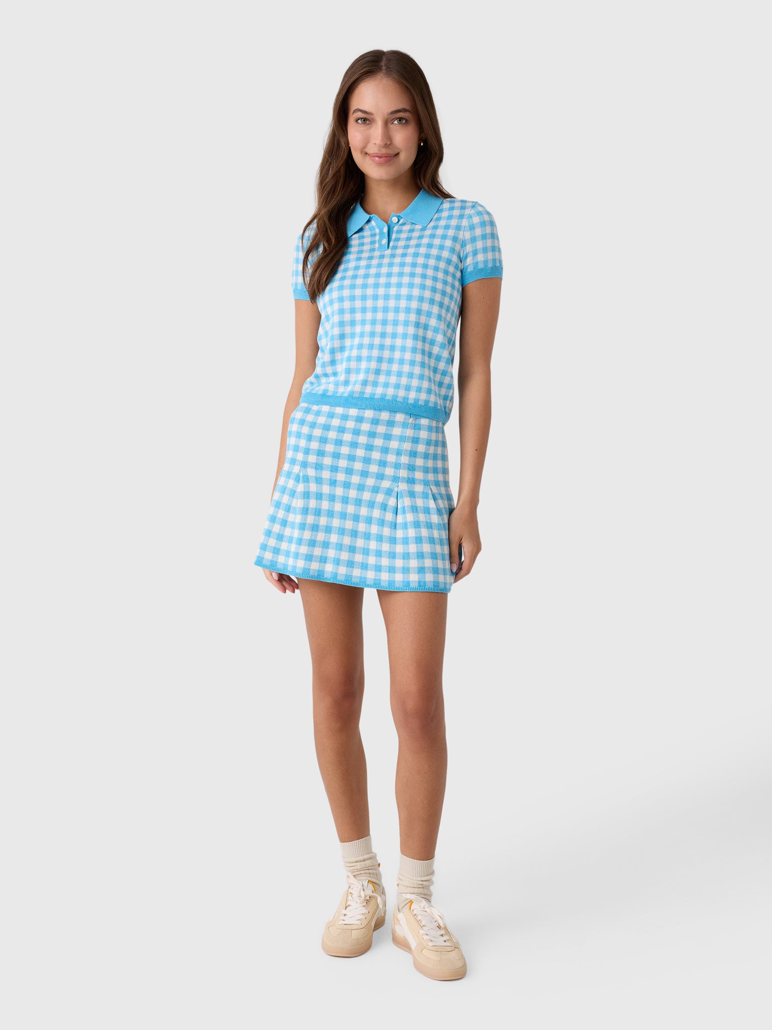 Guest In Residence Women's Gingham Shrunken Polo - Saint Bernard