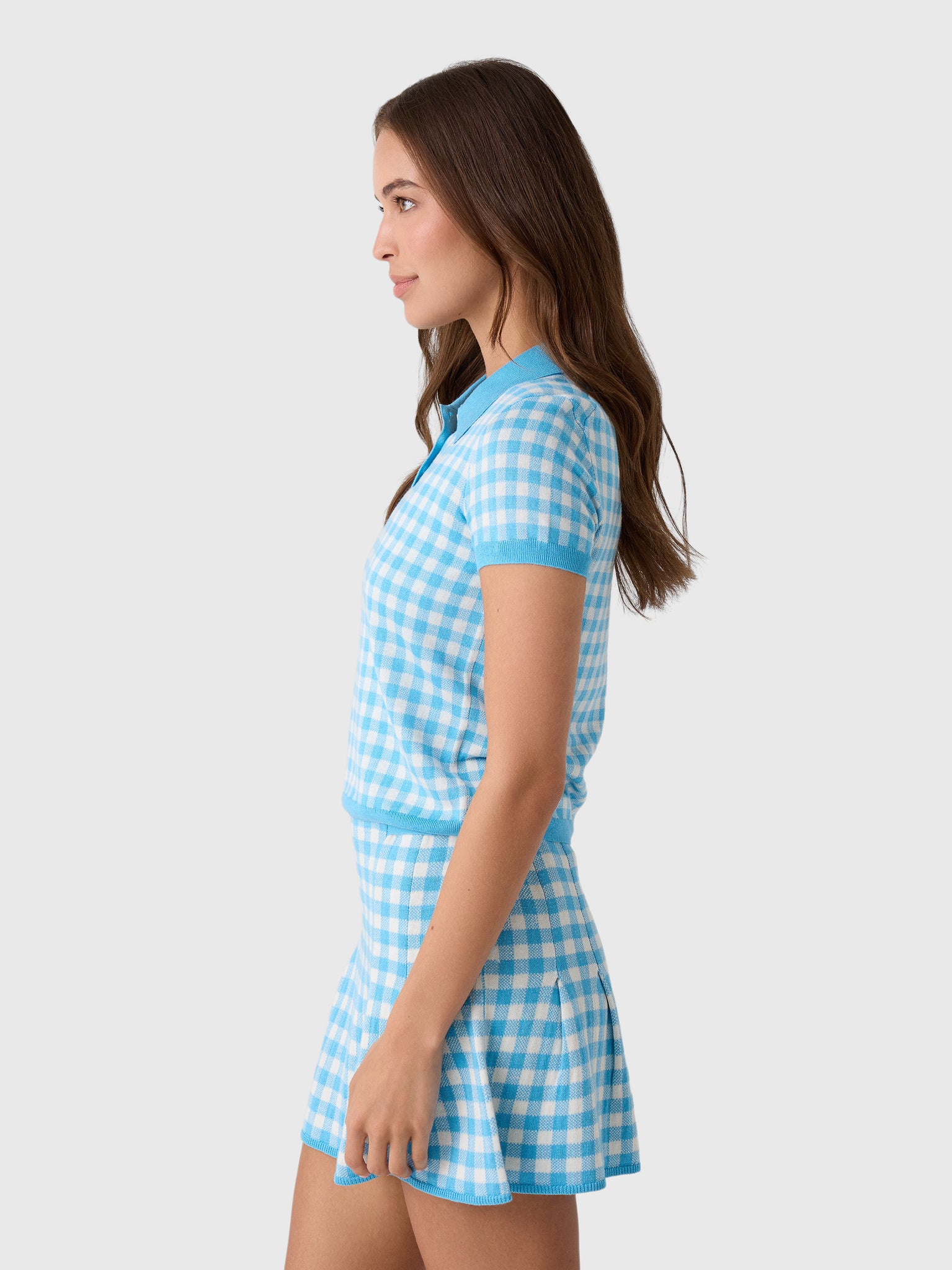 Guest In Residence Women's Gingham Shrunken Polo - Saint Bernard