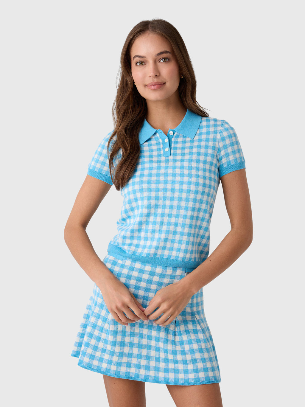 Guest In Residence Women's Gingham Shrunken Polo - Saint Bernard