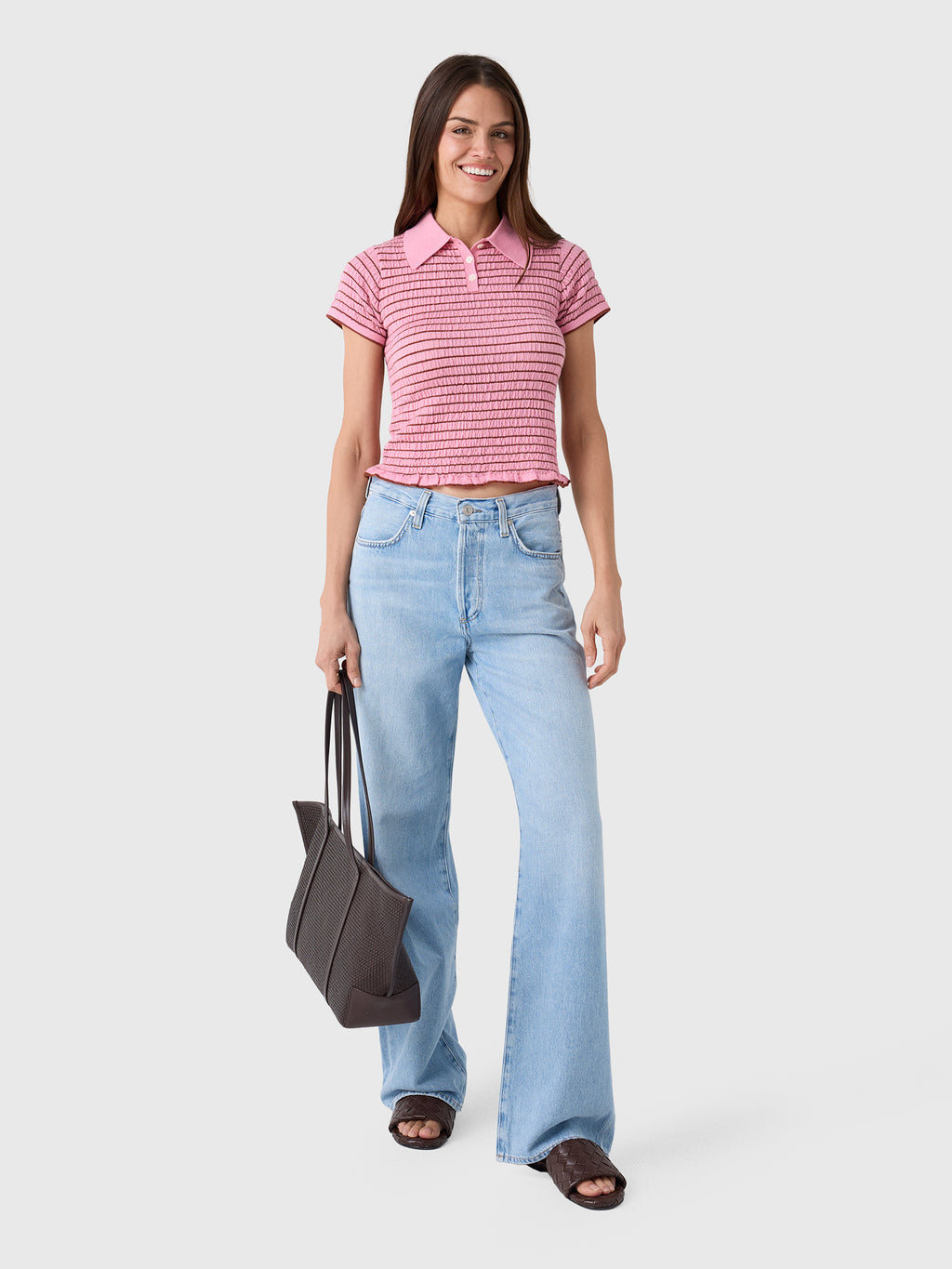 Guest In Residence Women's Smocked Shrunken Polo - Saint Bernard