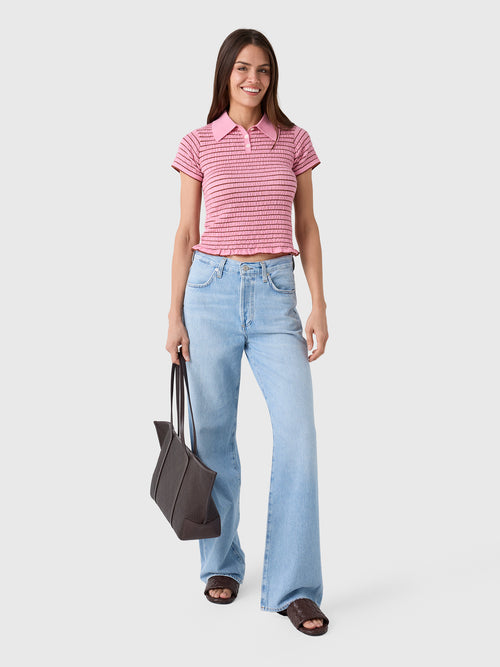 Guest In Residence Women's Smocked Shrunken Polo