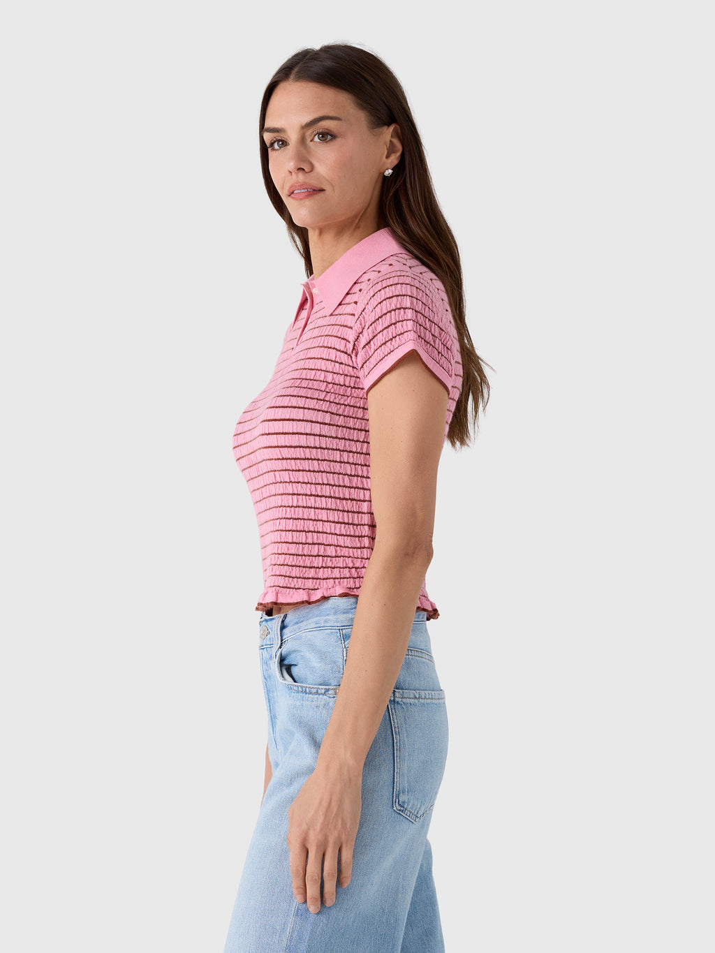 Guest In Residence Women's Smocked Shrunken Polo - Saint Bernard