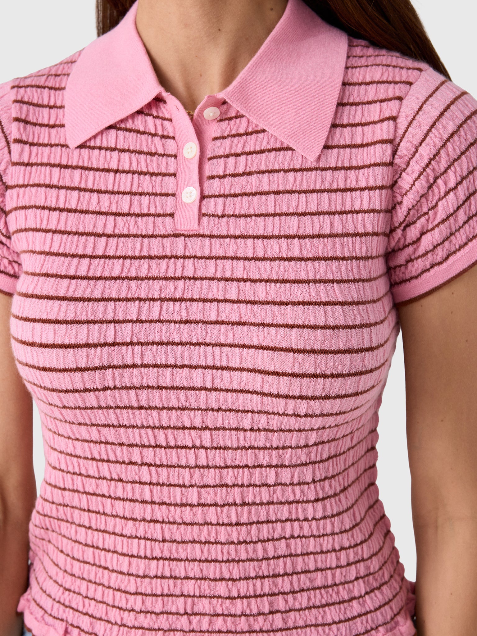 Guest In Residence Women's Smocked Shrunken Polo - Saint Bernard