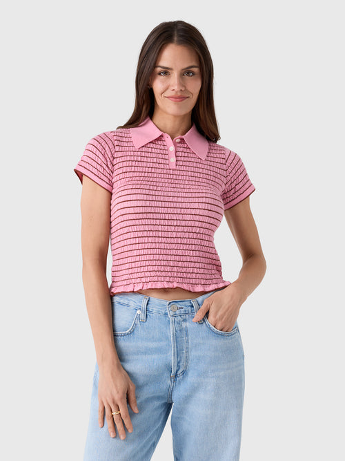 Guest In Residence Women's Smocked Shrunken Polo