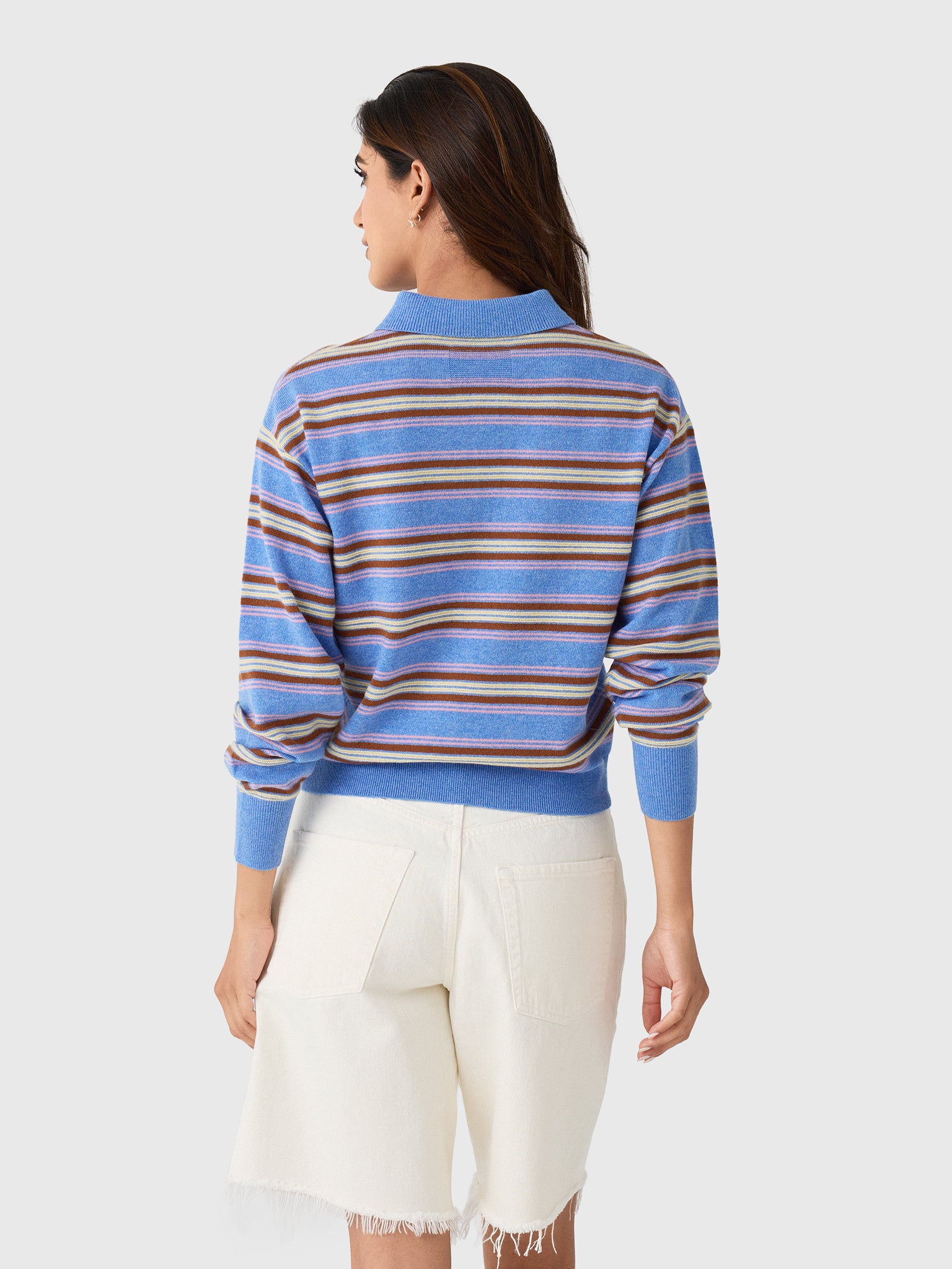 Guest In Residence Women's Collegiate Stripe Polo - Saint Bernard