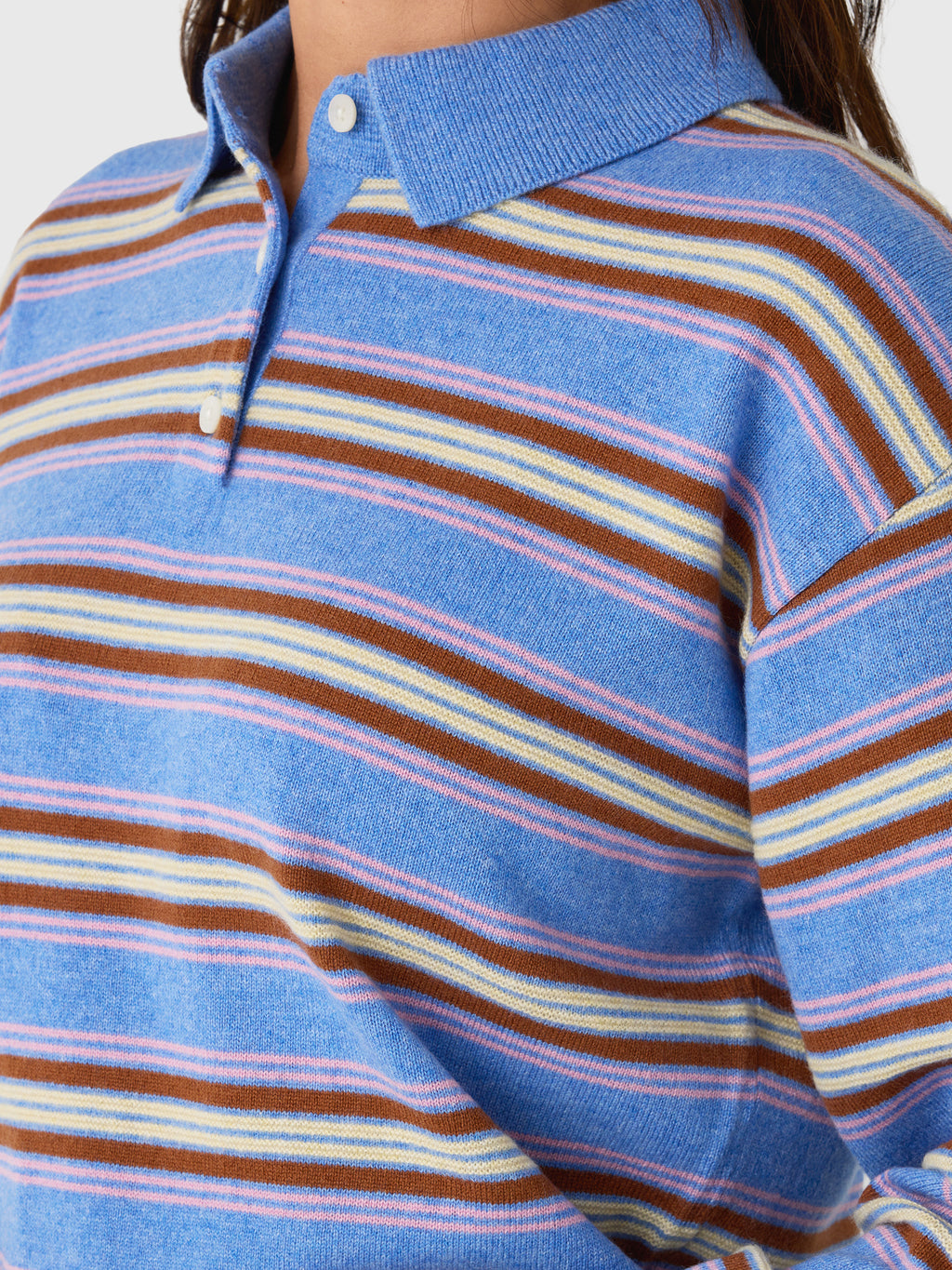 Guest In Residence Women's Collegiate Stripe Polo - Saint Bernard