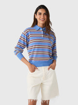 Guest In Residence Women's Collegiate Stripe Polo - Saint Bernard