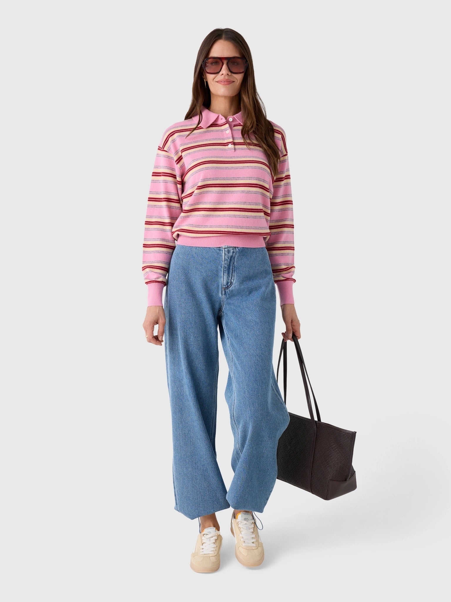 Guest In Residence Women's Collegiate Stripe Polo - Saint Bernard
