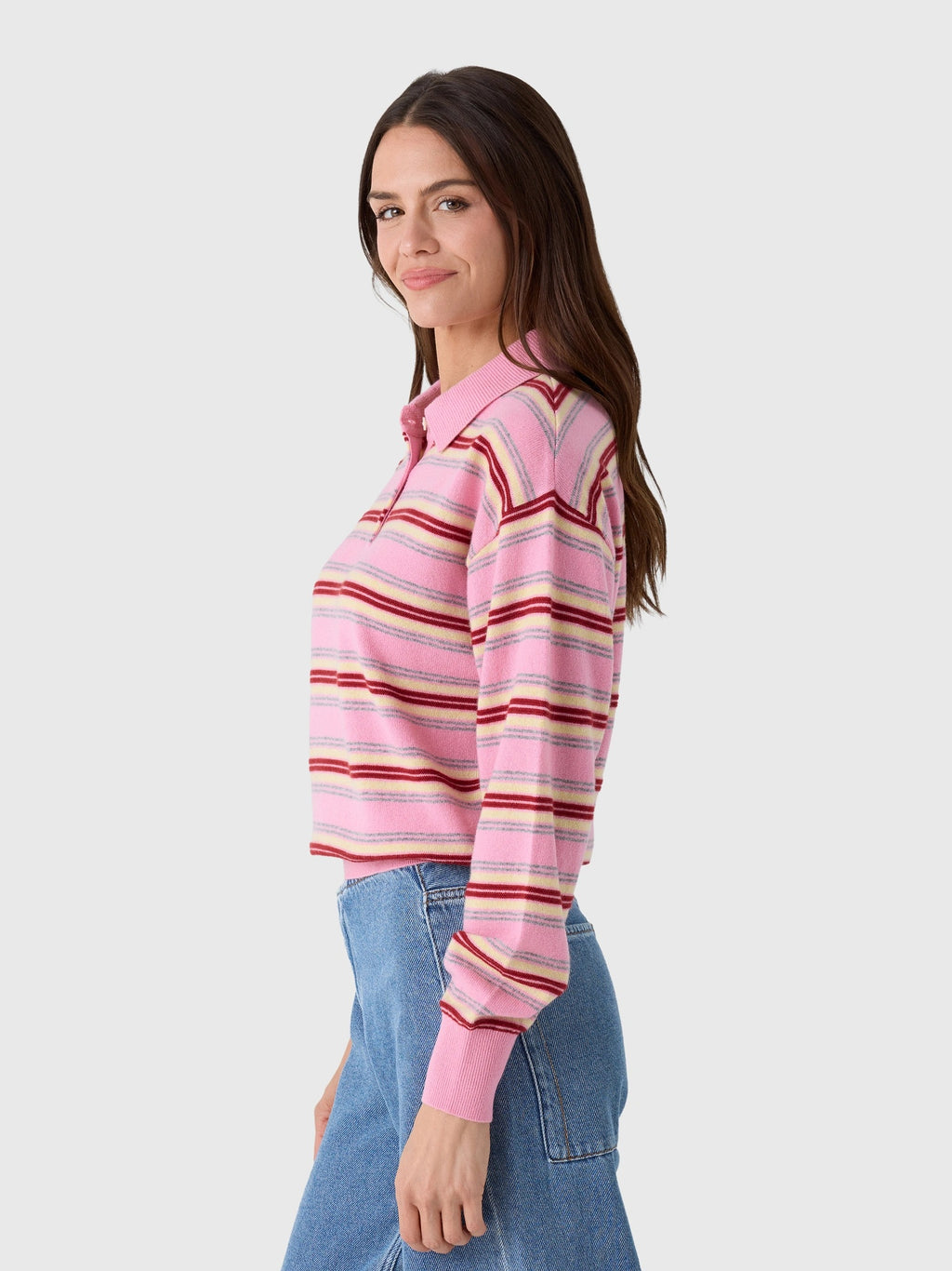 Guest In Residence Women's Collegiate Stripe Polo - Saint Bernard