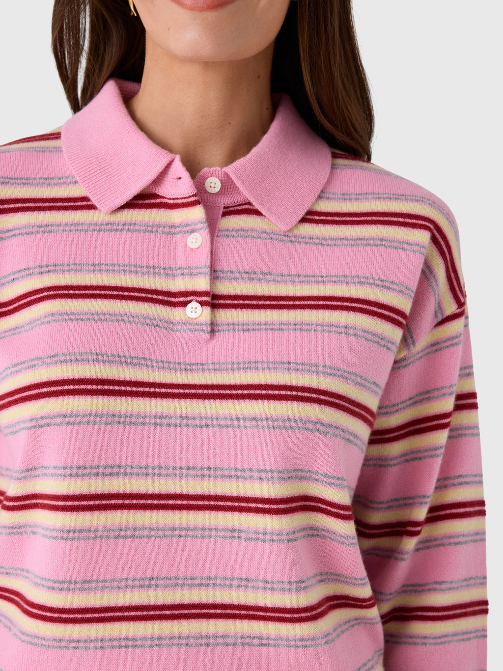 Guest In Residence Women's Collegiate Stripe Polo - Saint Bernard