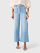 Le Jean Women's Georgia Wide Leg Ankle Jean - Saint Bernard
