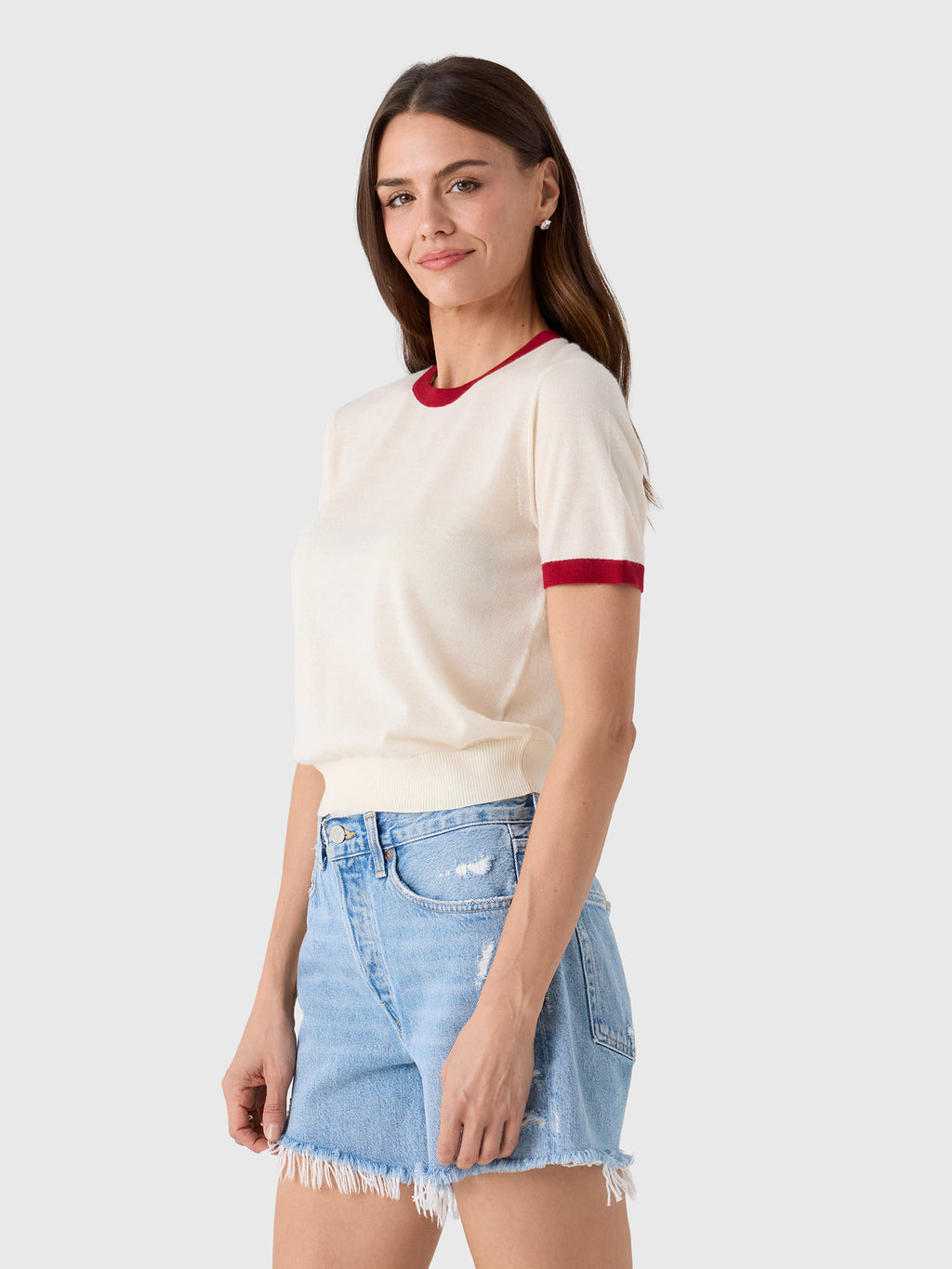 Guest In Residence Women's Airy Ringer Tee - Saint Bernard