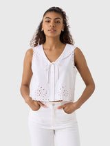 Le Jean Women's Embroidered Eyelet Sailor Top - Saint Bernard