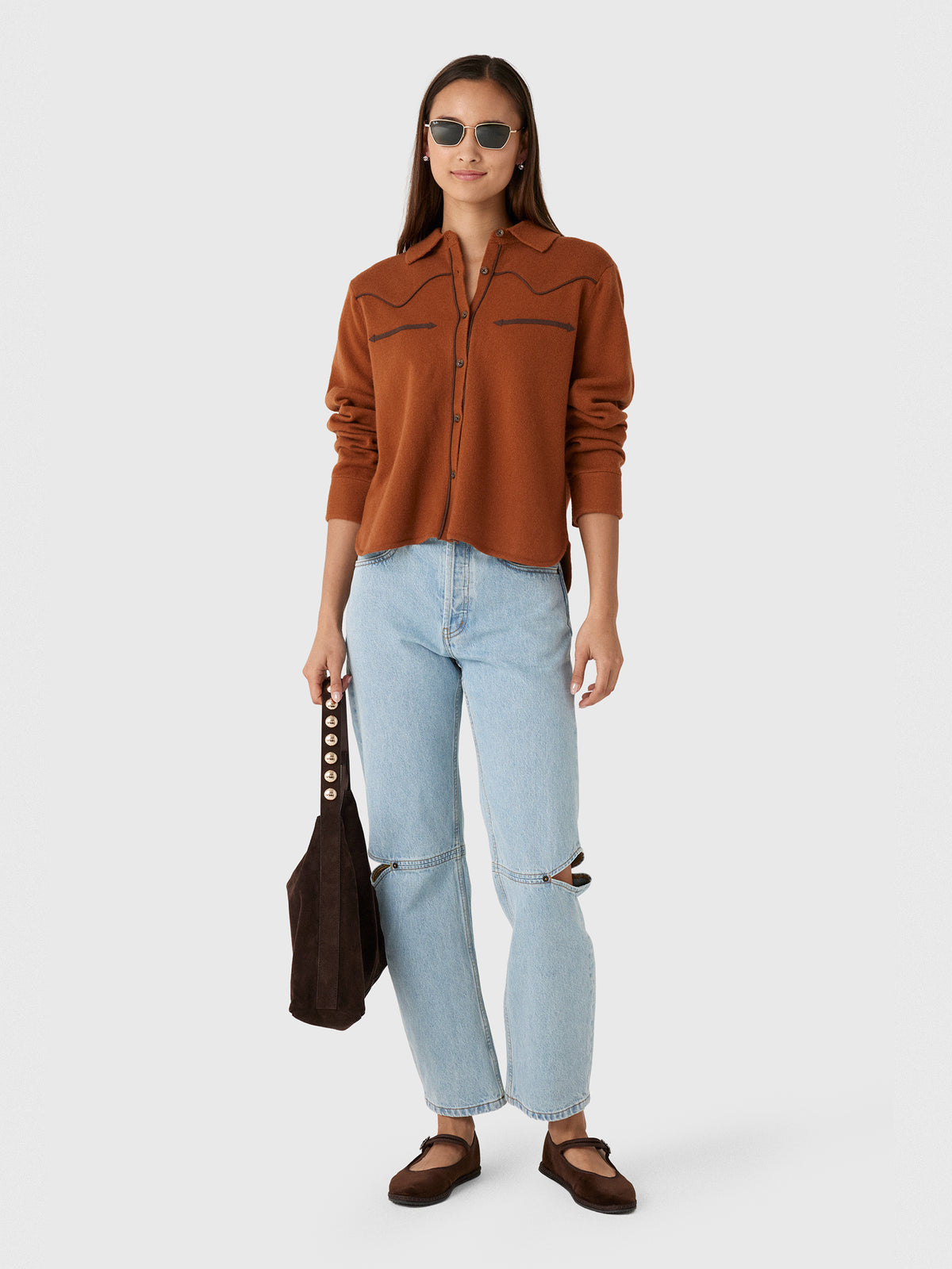 Guest In Residence Women's Cropped Western Shirt - Saint Bernard