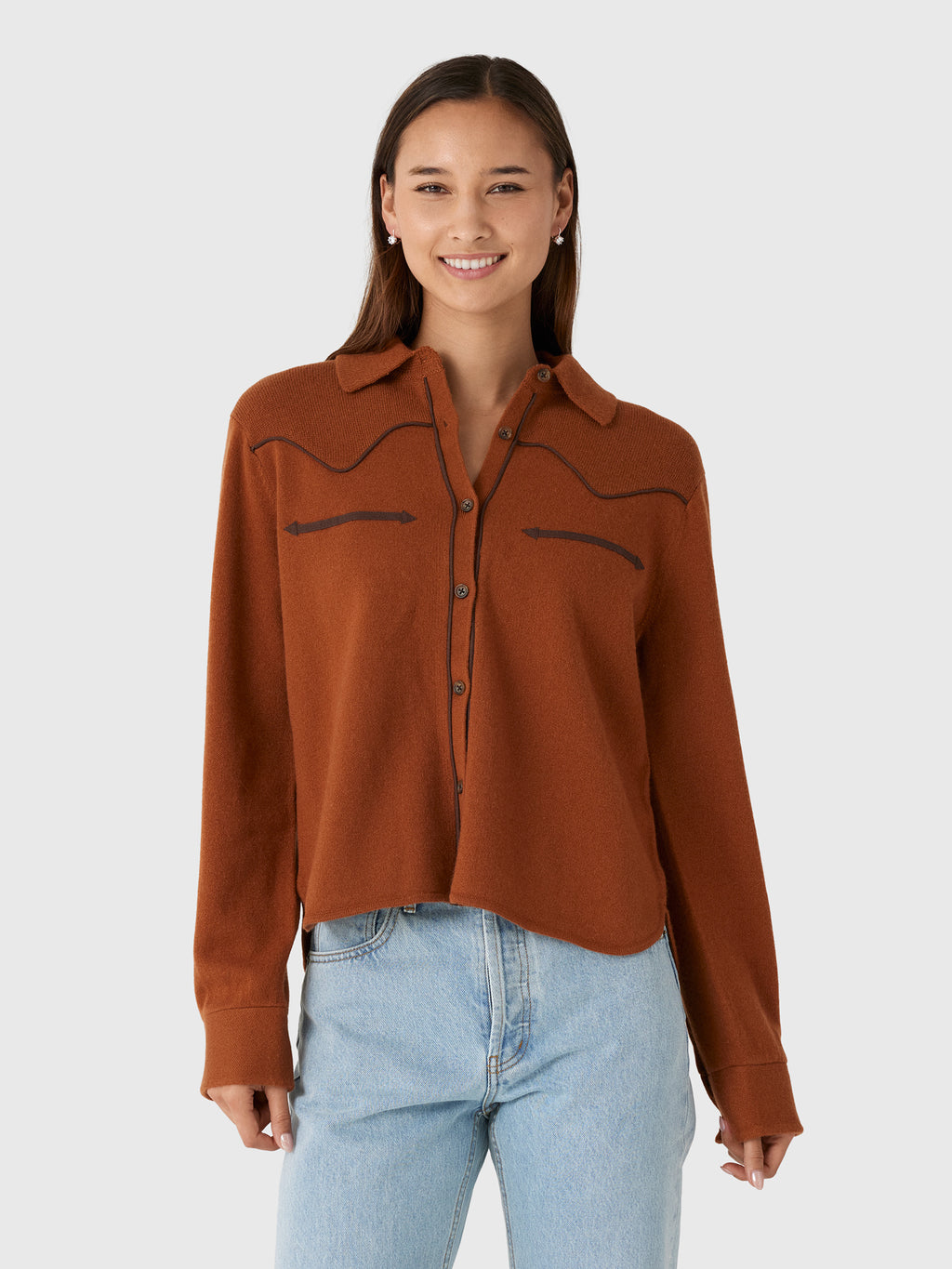Guest In Residence Women's Cropped Western Shirt - Saint Bernard