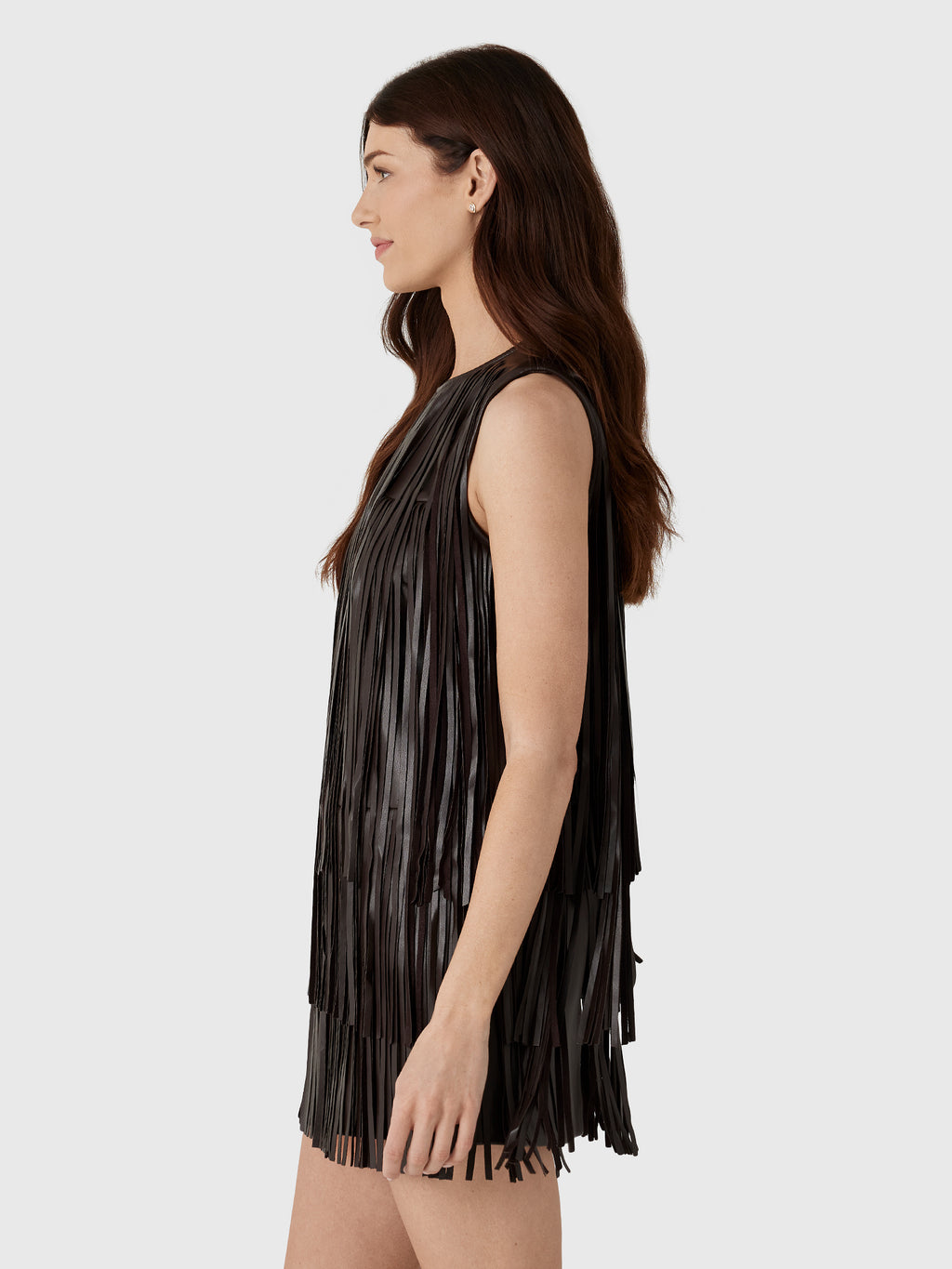 Simon Miller Women's Sina Vegan Leather Fringe Dress - Saint Bernard