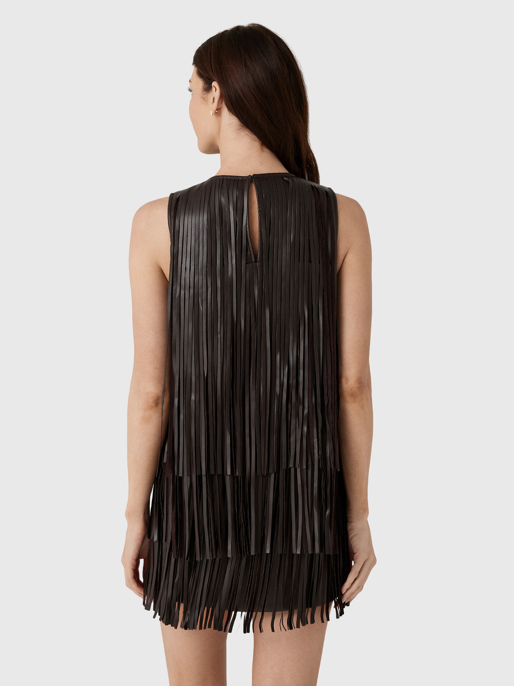Simon Miller Women's Sina Vegan Leather Fringe Dress - Saint Bernard