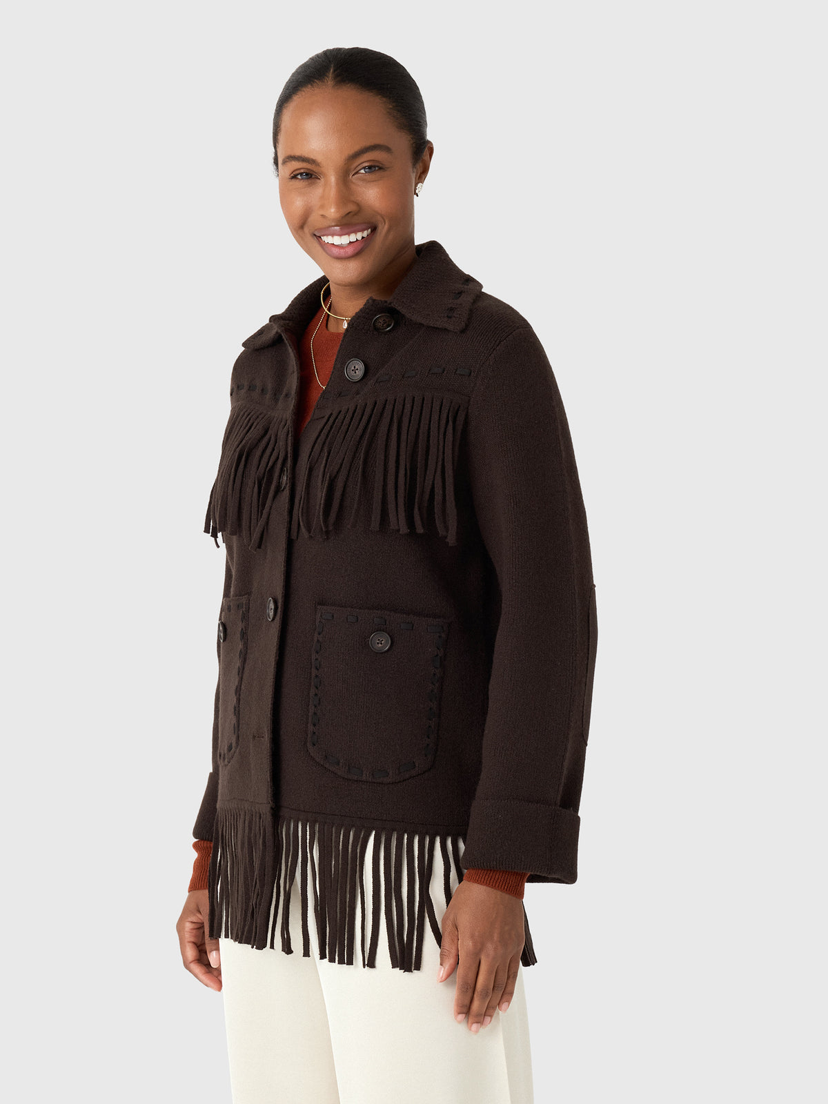 Guest In Residence Women's Western Fringe Jacket - Saint Bernard