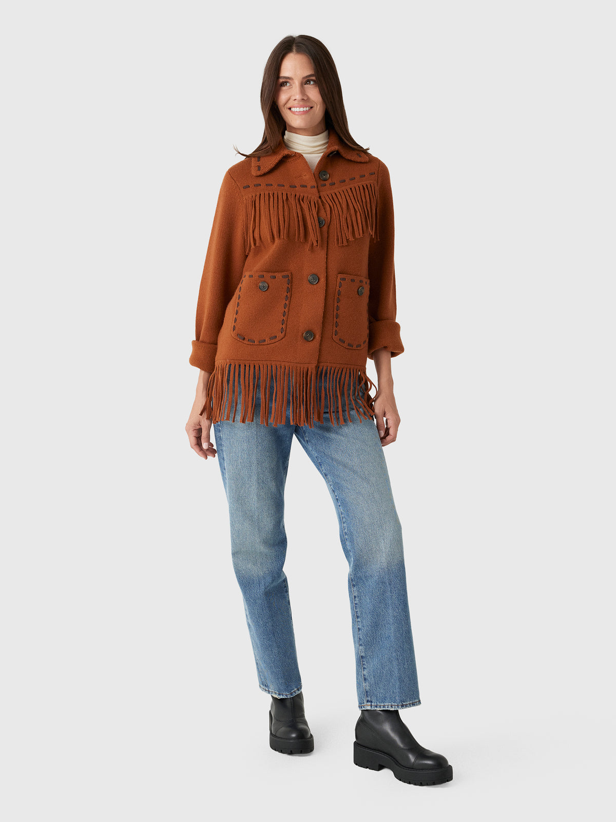 Guest In Residence Women's Western Fringe Jacket - Saint Bernard