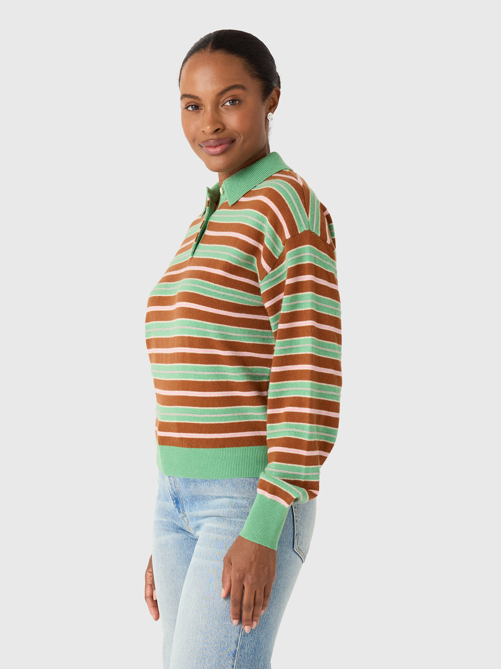Guest In Residence Women's Collegiate Stripe Polo - Saint Bernard
