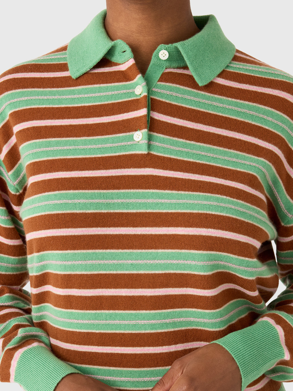 Guest In Residence Women's Collegiate Stripe Polo - Saint Bernard