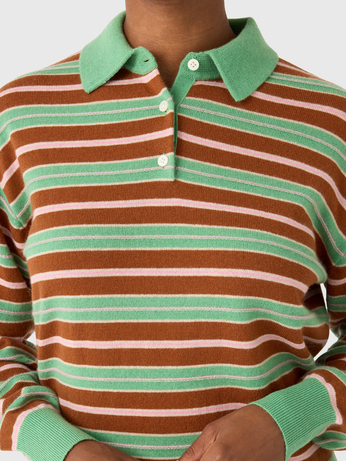 Guest In Residence Women's Collegiate Stripe Polo - Saint Bernard