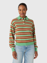 Guest In Residence Women's Collegiate Stripe Polo - Saint Bernard