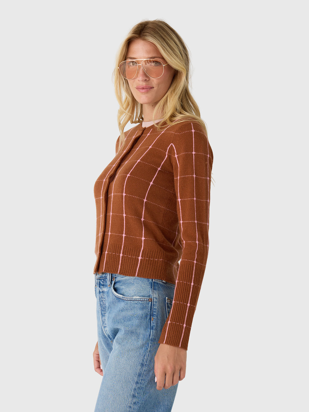 Guest In Residence Women's Jane Checker Cardigan - Saint Bernard