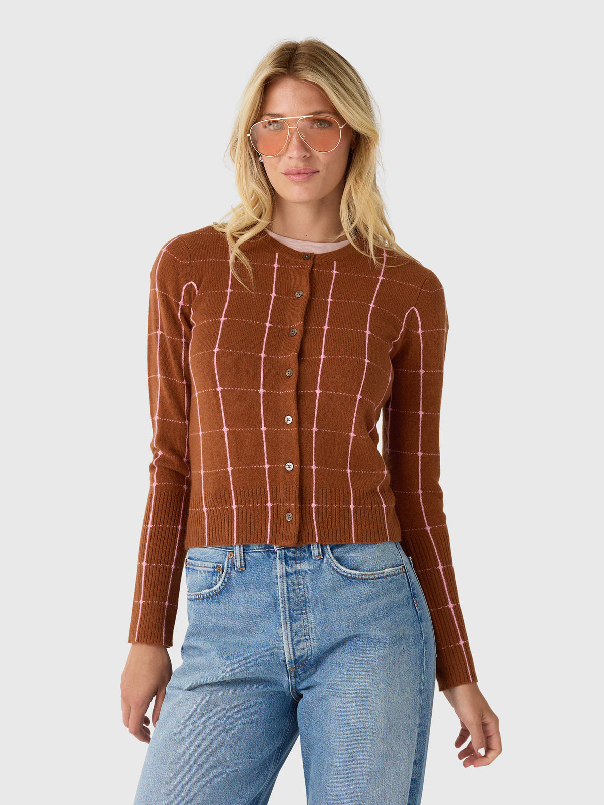 Guest In Residence Women's Jane Checker Cardigan - Saint Bernard