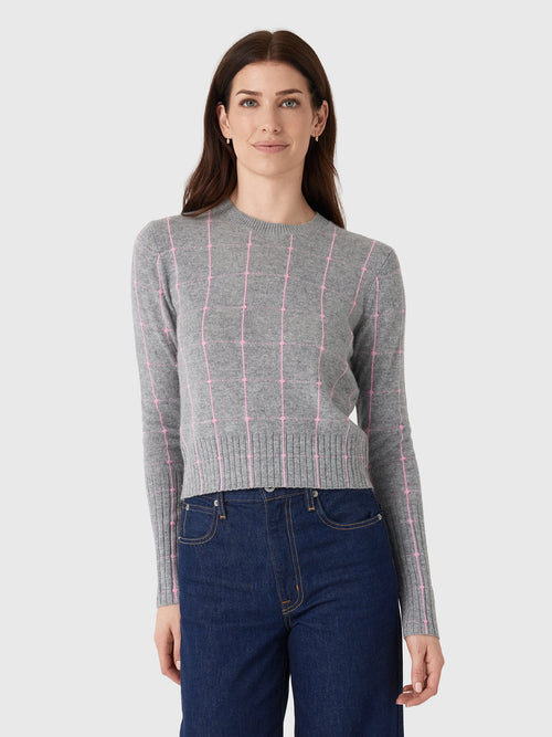 Guest In Residence Women's Shrunken Checker Crew - Saint Bernard