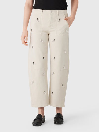 Le Jean Women's Jewel Utility Soft Barrel Long Jean - Saint Bernard