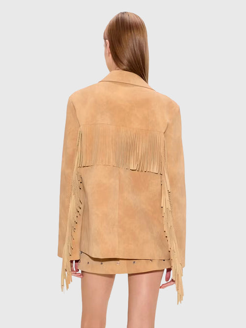 Simon Miller Women's Mabel Vegan Leather Fringe Jacket - Saint Bernard