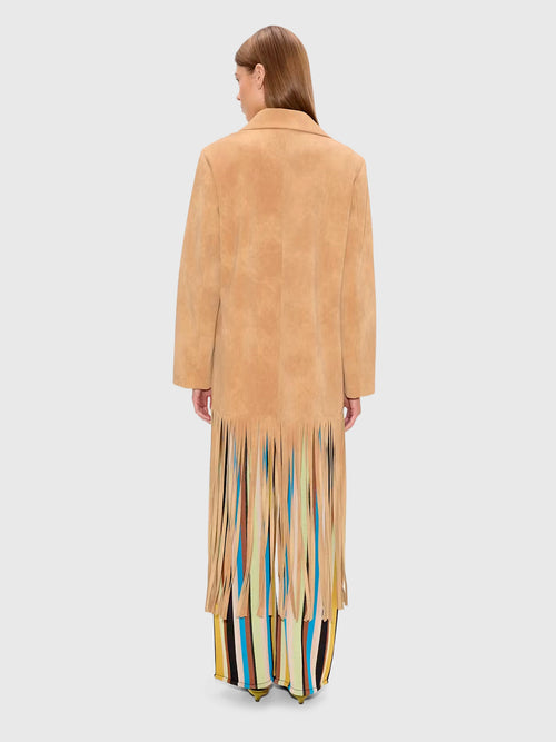 Simon Miller Women's Vero Vegan Leather Fringe Coat - Saint Bernard